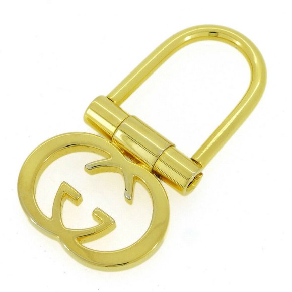GUCCI key chain double-G gold plated Auth used T16792 - Picture 1 of 9